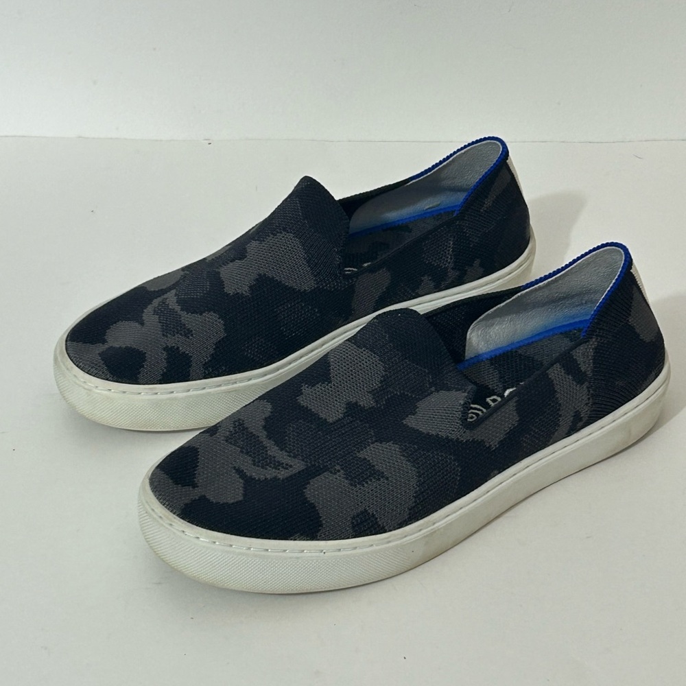 Rothy's Women,s Black & Gray Camo Slip-On Sneakers Size 7